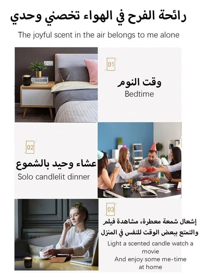 جولدن 3 قطع شموع معطرة، عطر قوي يدوم طويلاً، شمعة معطرة في برطمان فول الصويا، شموع معطرة للمنزل، مجموعة هدايا شموع للاستحمام والسبا واليوغا والسفر، لتخفيف التوتر 159 جرام - Image 5